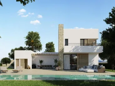 Exterior del proyecto de una villa ibicenca en Jávea – Atina Inmobiliaria