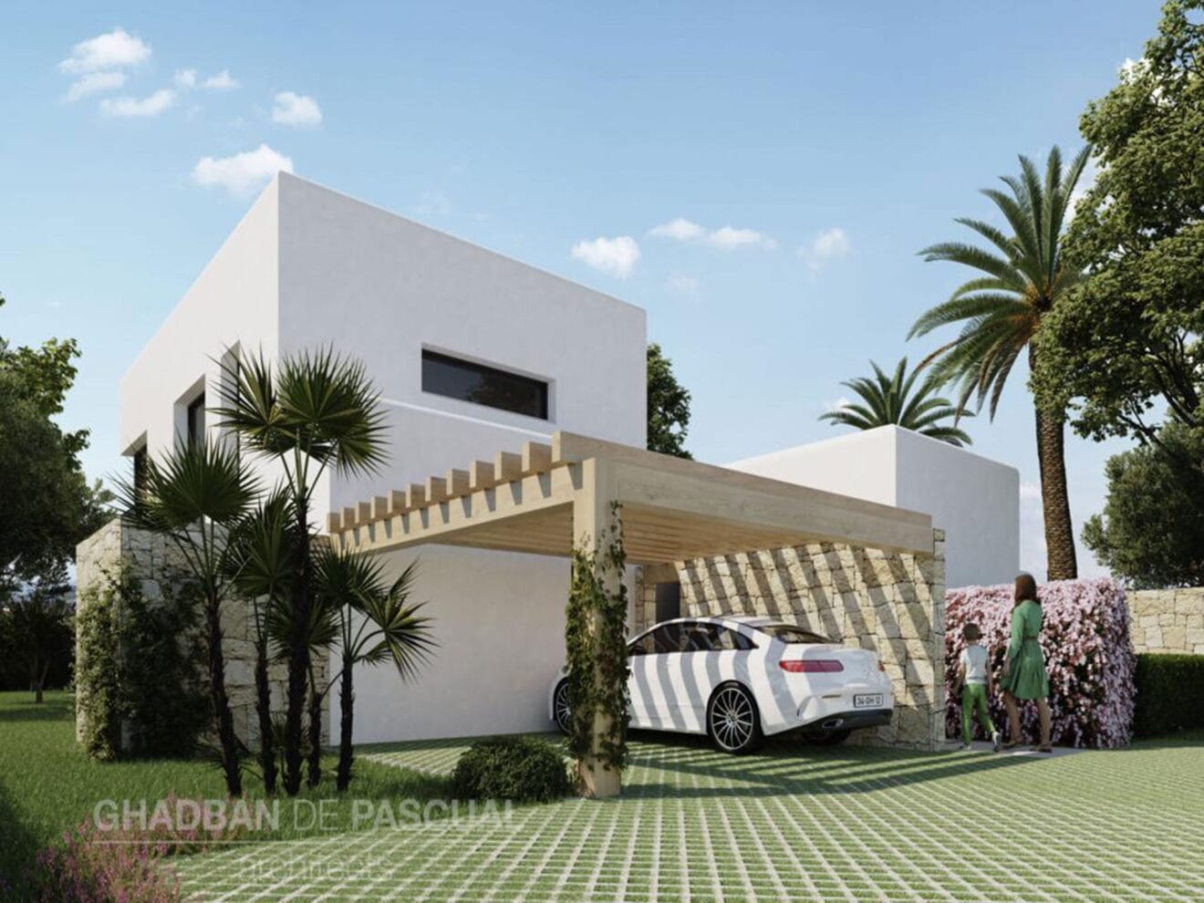 Fachada del proyecto de una villa ibicenca en Jávea - Atina Inmobiliaria