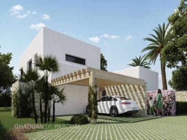 Fachada del proyecto de una villa ibicenca en Jávea – Atina Inmobiliaria