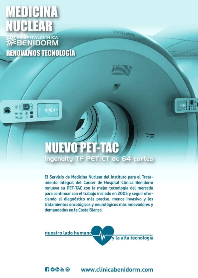 Imagen: Imagen informativa del nuevo PET-TAC de Medicina Nuclear de Hospital Clínica Benidorm (HCB)