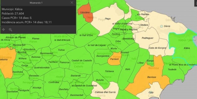 Imagen: Incidencia acumulada en Xàbia