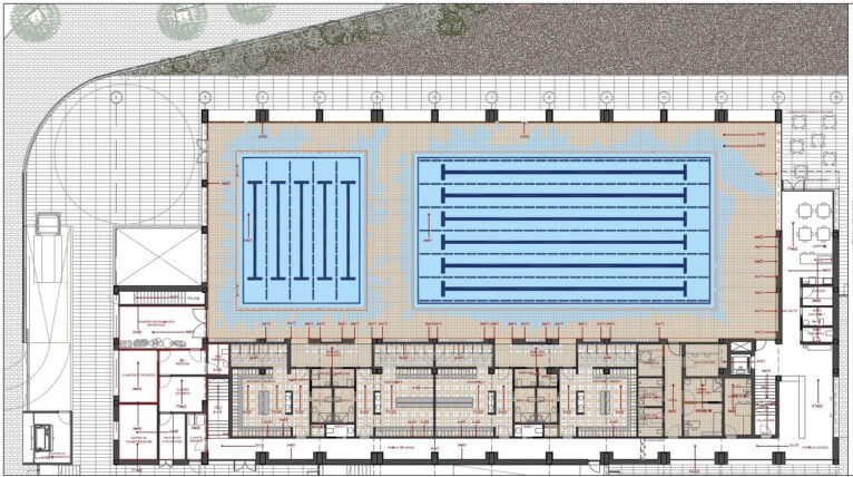 Plan van het overdekte zwembad van Xàbia
