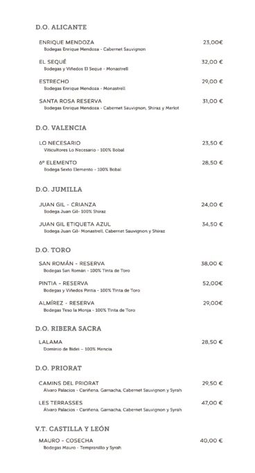 Vinos de la bodega de La Perla de Jávea