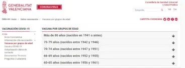 Información de la vacunación por edad