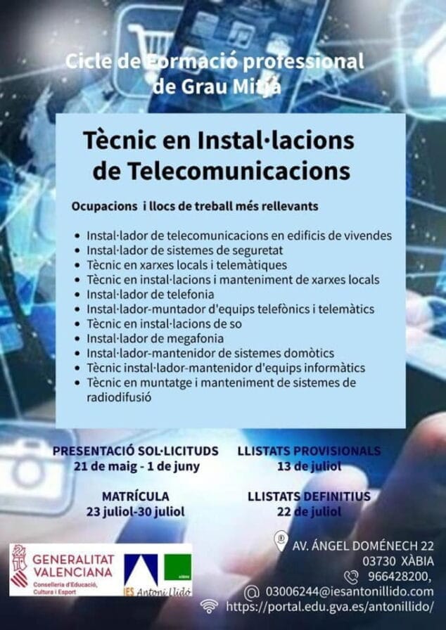 Imagen: Información del nuevo ciclo formativo del IES Antoni Llidó