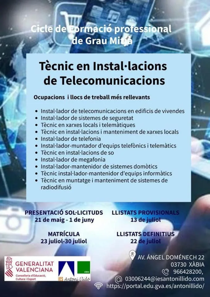 Información del nuevo ciclo formativo del IES Antoni Llidó