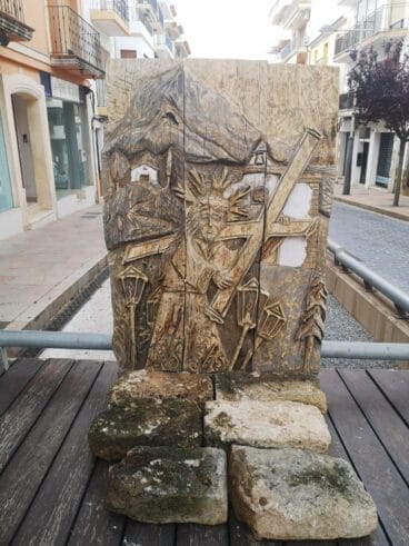 Tapiz de madera con la imagen de Jesús Nazareno