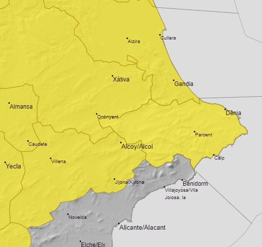 Imagen: Alerta amarilla por lluvia y granizo