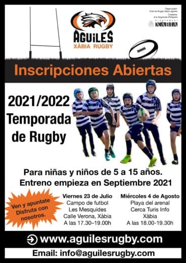 Cartel de inscripciones para el Xabia Aguiles Rugby