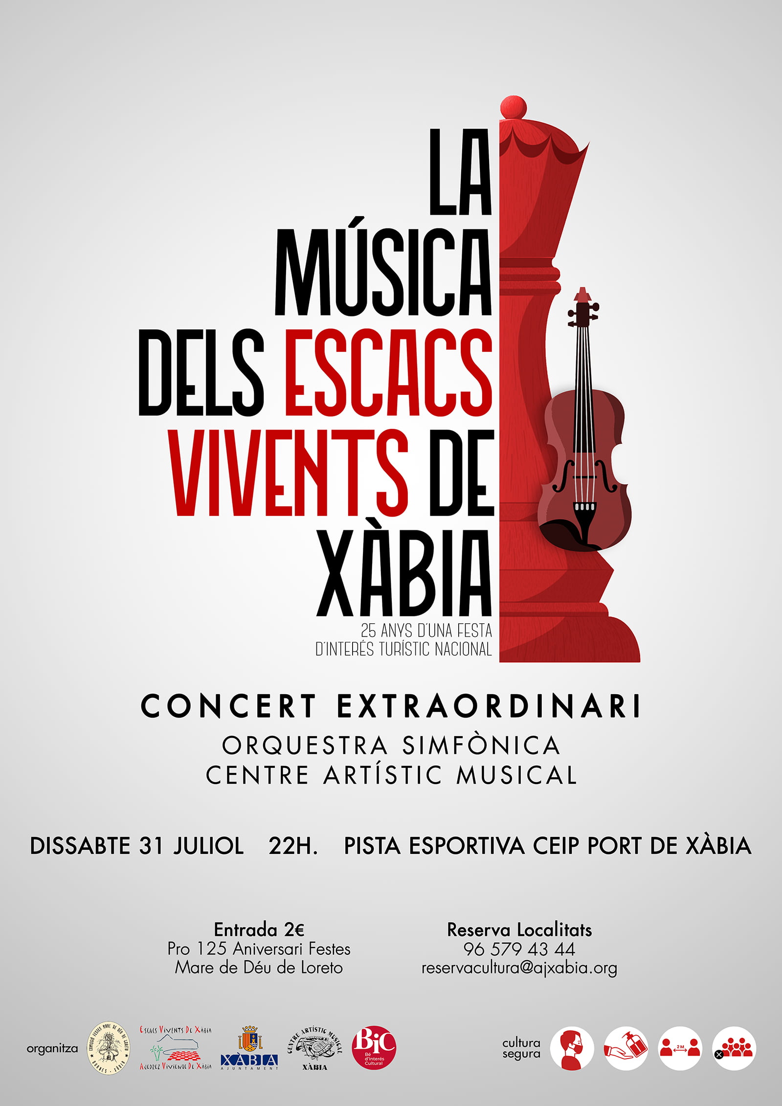 Cartel del concierto conmemorativo del XV Escacs Vivents Xàbia