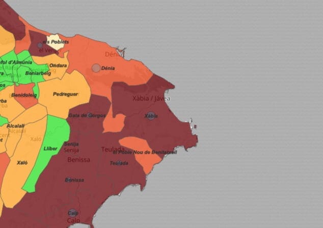 Imagen: Incidencia acumulada por departamentos de salud el 13 de julio de 2021