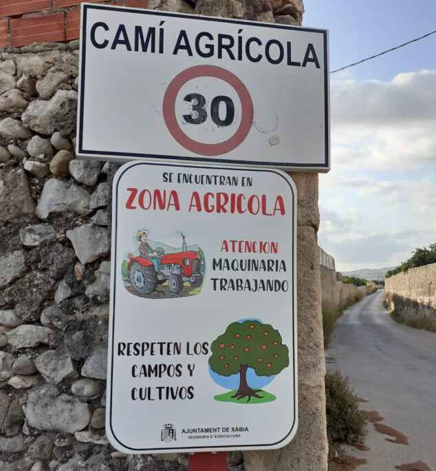 Imagen: Señalización agrícola Xàbia