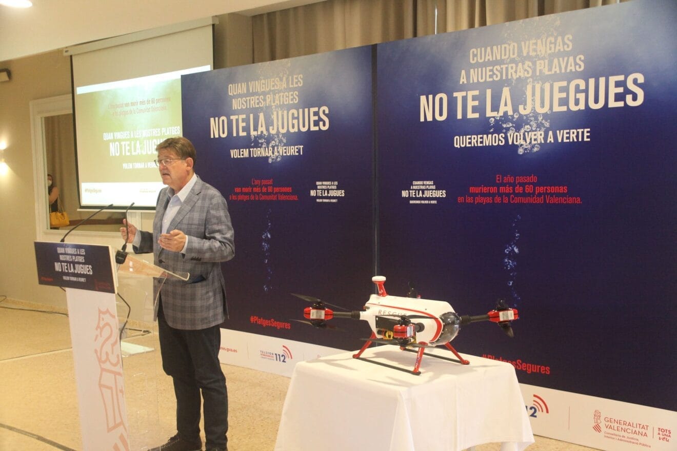 Ximo Puig anuncia el uso de drones para frenar ahogamientos en las playas