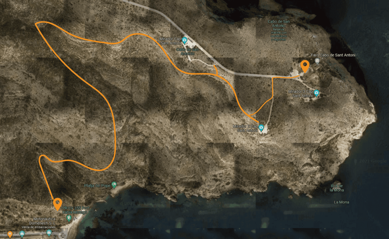 Ruta del Cabo de San Antonio a Cala del Tangó