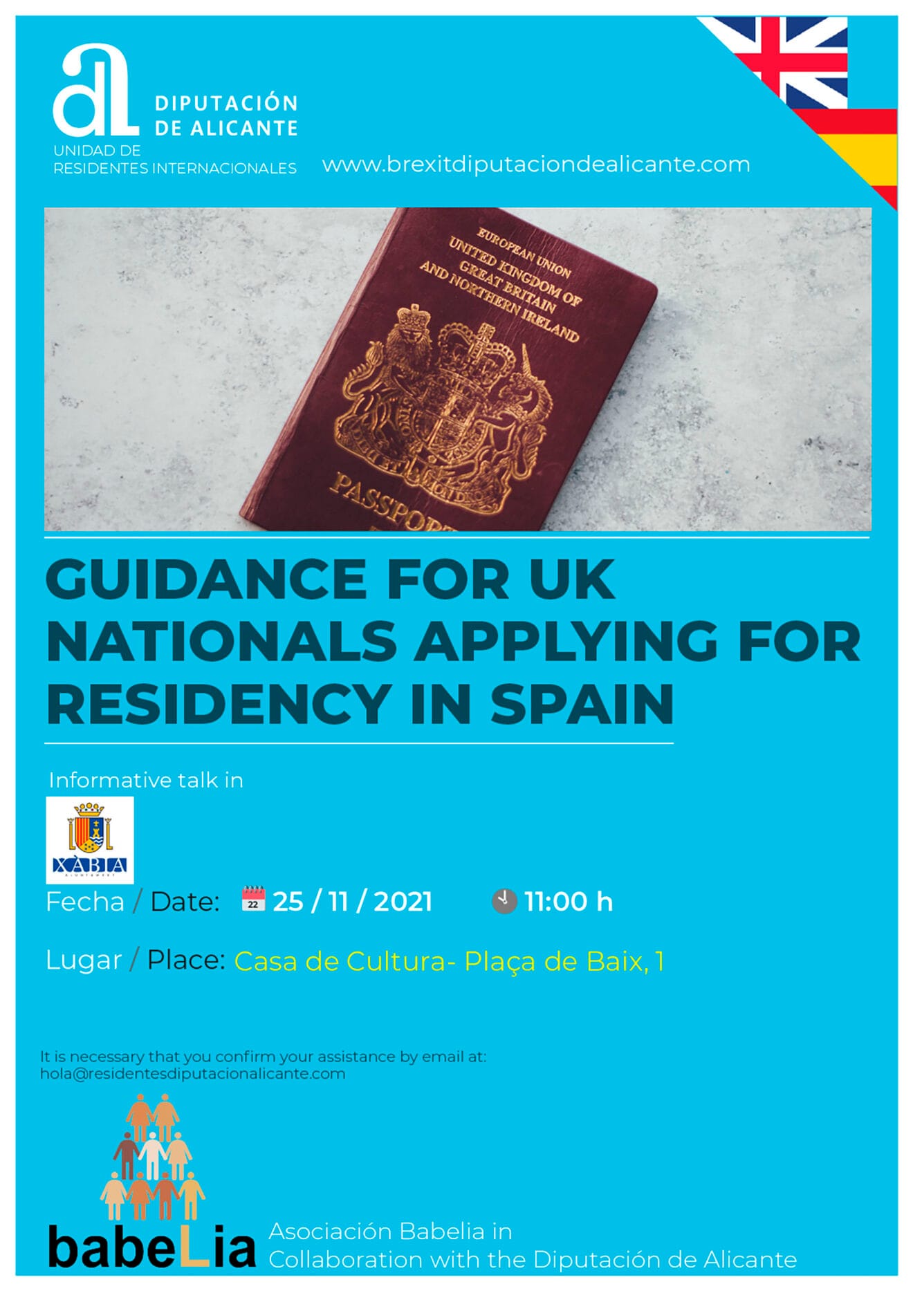 Cartel Charla sobre el Brexit en Xàbia