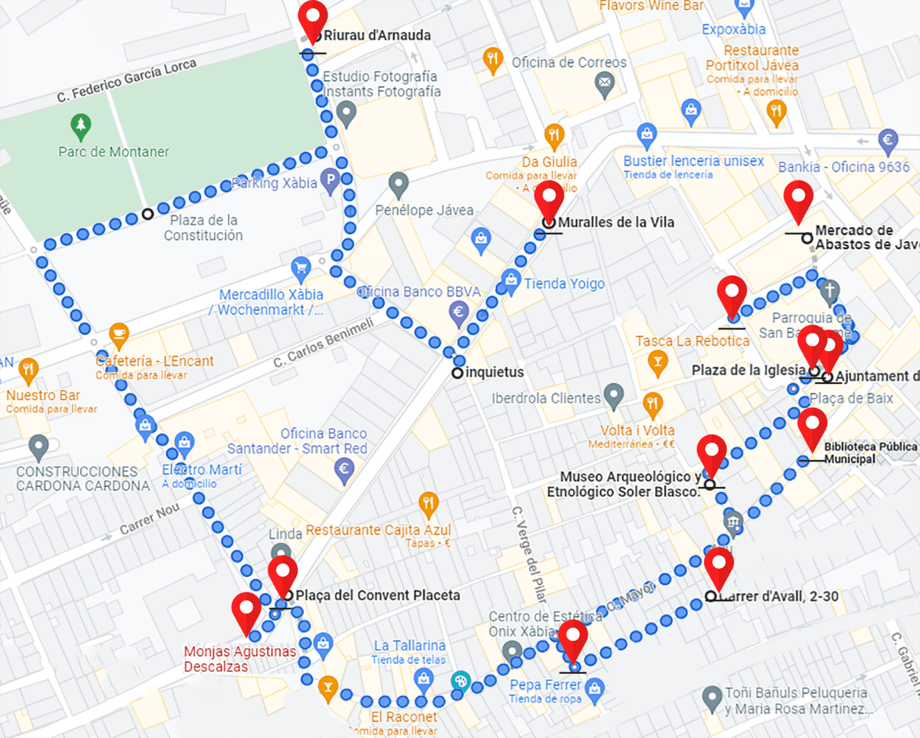 Recorrido de visita del centro histórico de Xàbia