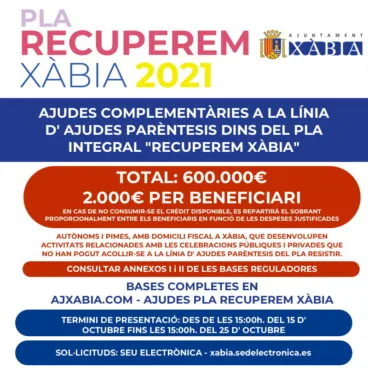 Plan de ayudas ‘Recuperem Xàbia’