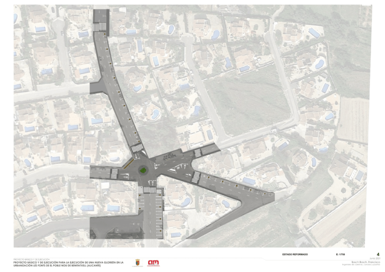 Plano de la actuación de la rotonda en la urbanización de Les Fonts de Benitatxell