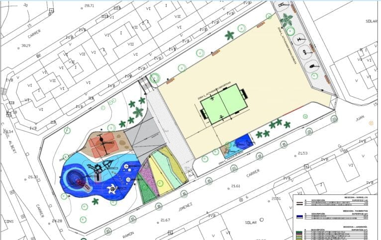 Plano del proyecto de remodelación del parque de Thiviers