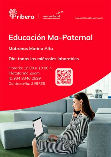 Cartel de las sesiones formativas on-line para futuras madres y padres