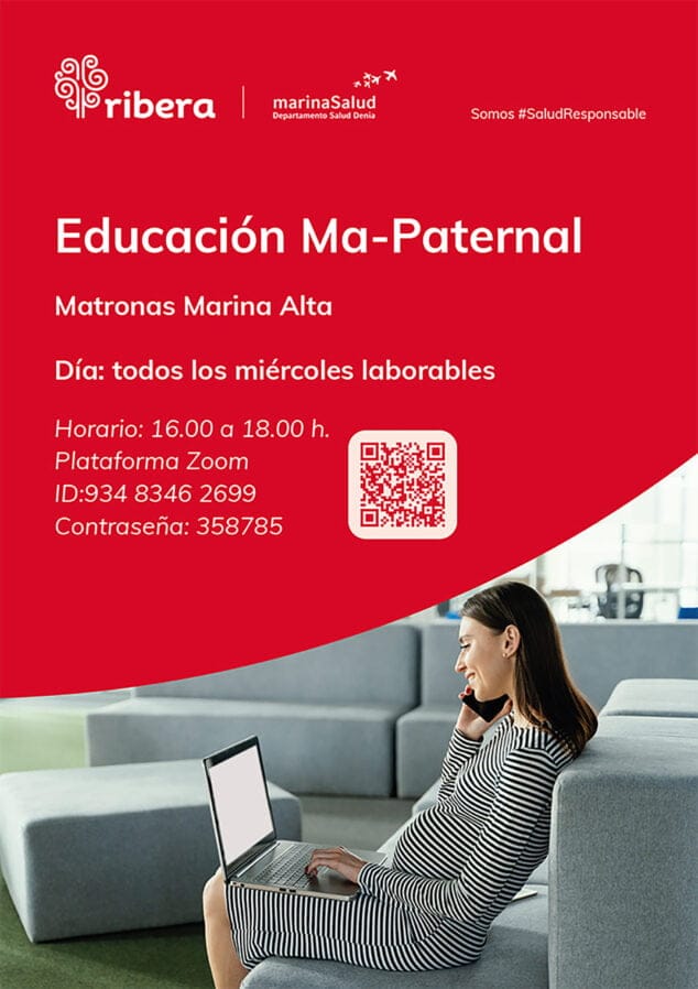 Imagen: Cartel de las sesiones formativas on-line para futuras madres y padres