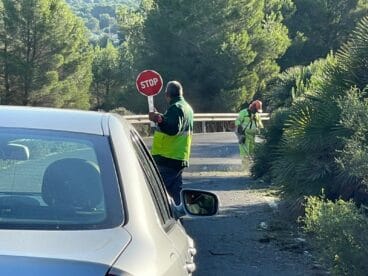 Desbrozan el arcén de la carretera de les planes