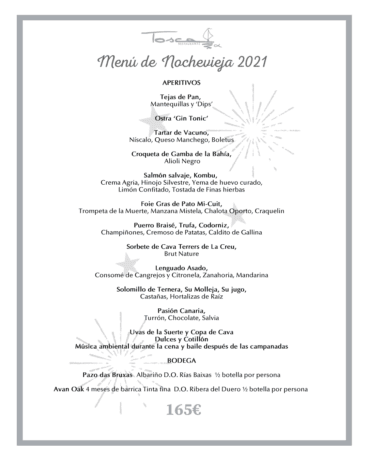 Menú de Nochevieja en Tosca Restaurante