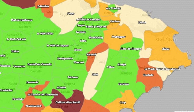 Imagen: Situación del coronavirus en la Marina Alta