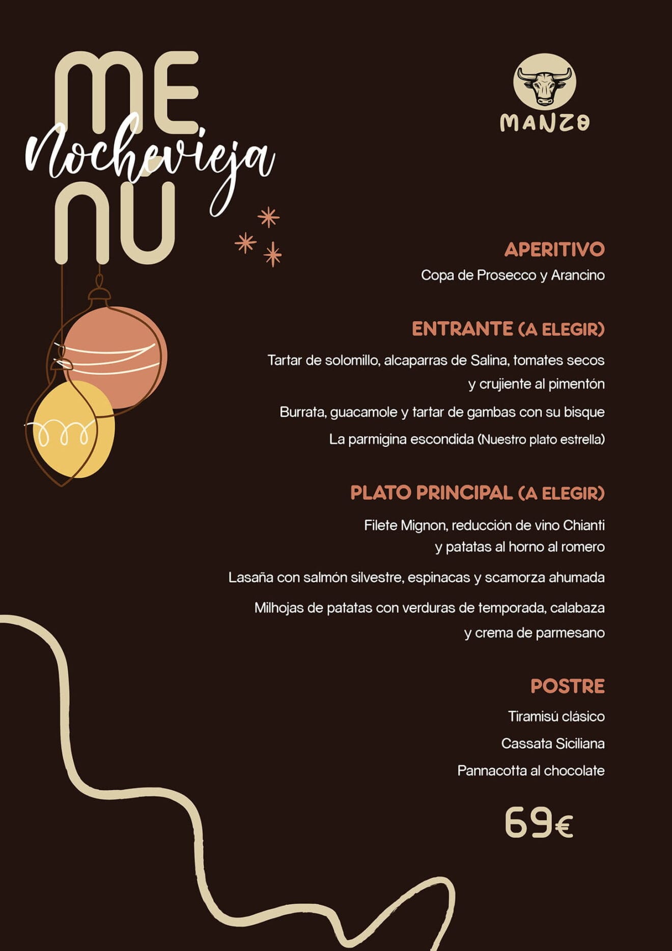 Menú de Nochevieja en Manzo Restaurante