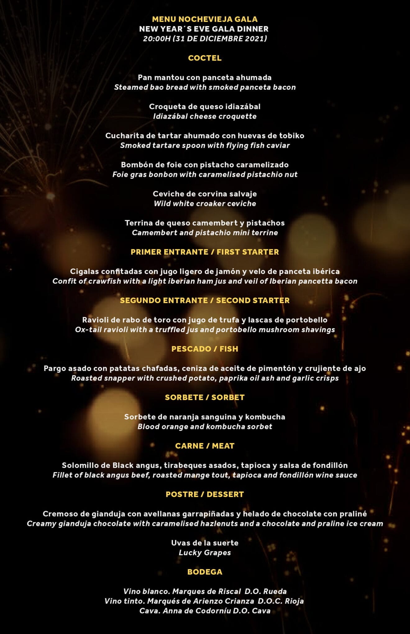 Menú Nochevieja de Gala en  Hotel Dénia Marriott La Sella Golf Resort & Spa