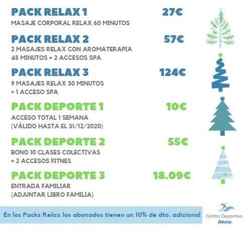 Imagen: Packs Regalo disponibles en Centro Deportivo Dénia