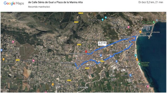 Imagen: Recorrido de la marcha ciclista