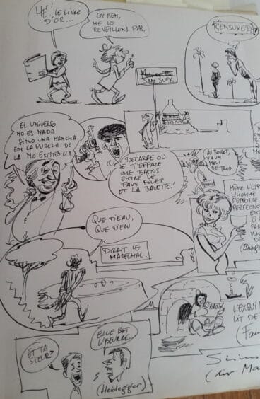 Boceto de Sirius en el libro de visita de la casa de los Dupuis