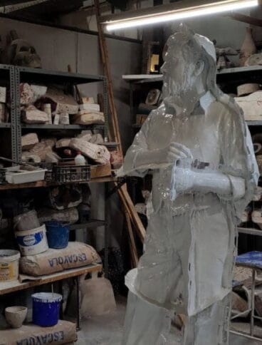 Elaboración de la escultura de Joaquín Sorolla
