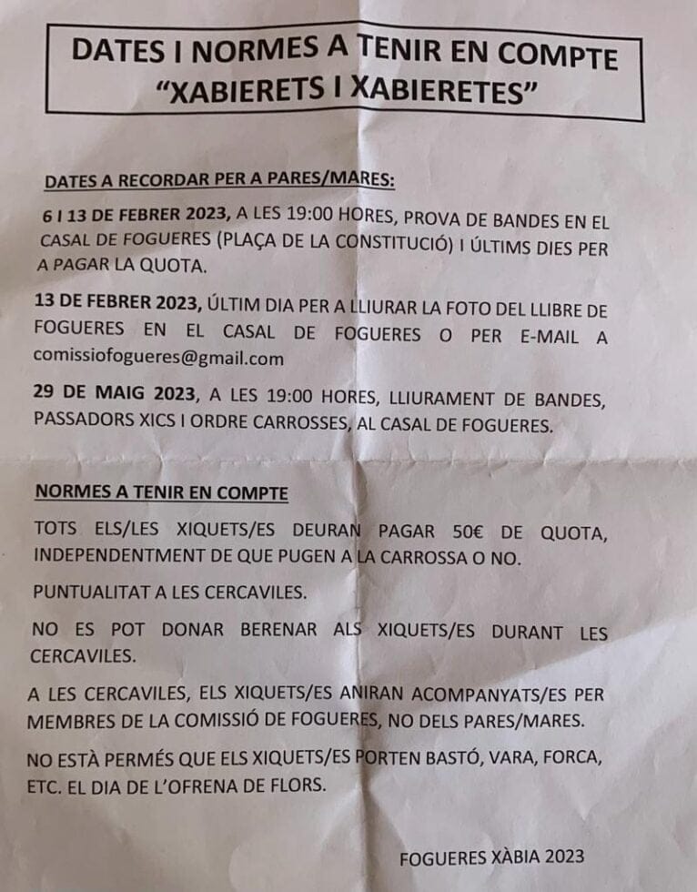 Normas y fechas de preparativos para Fogueres 2023