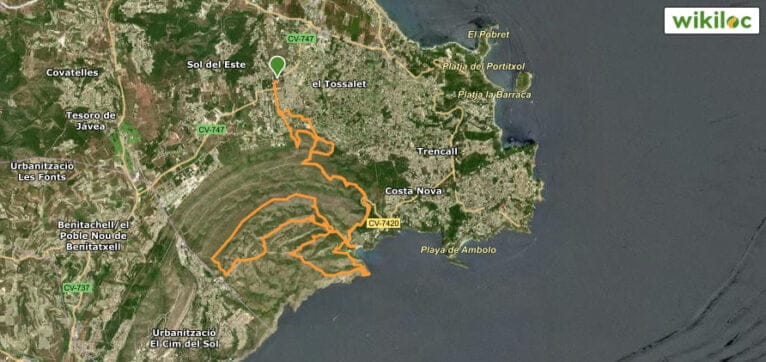 Recorrido de 21,5km de la Granadella Trail