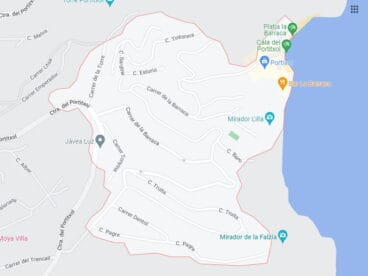 La línea roja marca la zona de la Urbanización Mar Azul