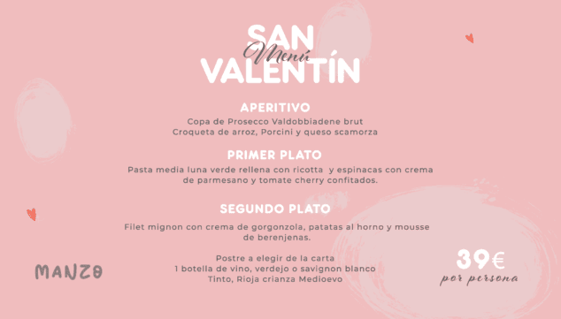 Imagen: Menú de San Valentín en Manzo