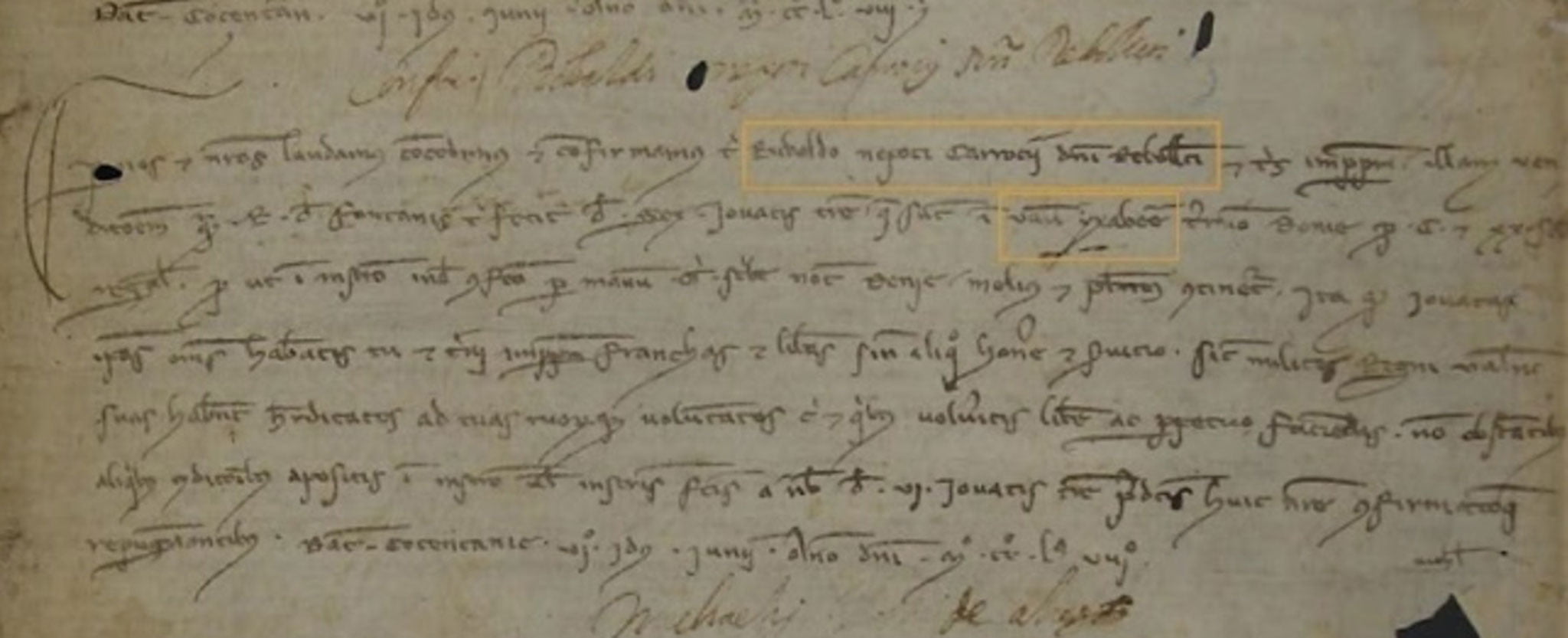 Documento que refleja el nombre más antiguo otorgado a Jávea (Yxabee)