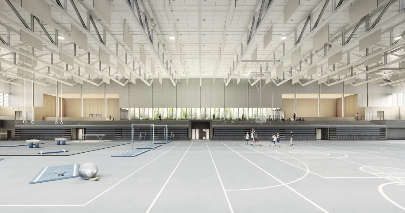 Infografía del interior del futuro Pabellón de deportes de Xàbia