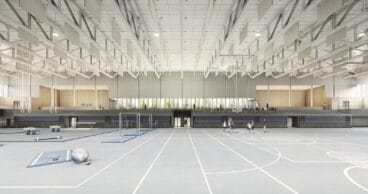Infografía del interior del futuro Pabellón de deportes de Xàbia