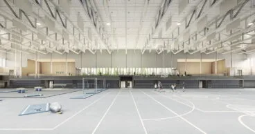 Infografía del interior del futuro Pabellón de deportes de Xàbia