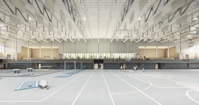 Imagen: Infografía del interior del futuro Pabellón de deportes de Xàbia