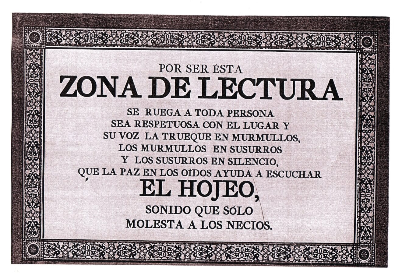 Cartel de la zona de lectura de las bibliotecas