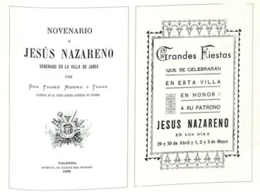 Portada del Novenario a Jesús Nazareno en 1900 y programa de fiestas de 1943
