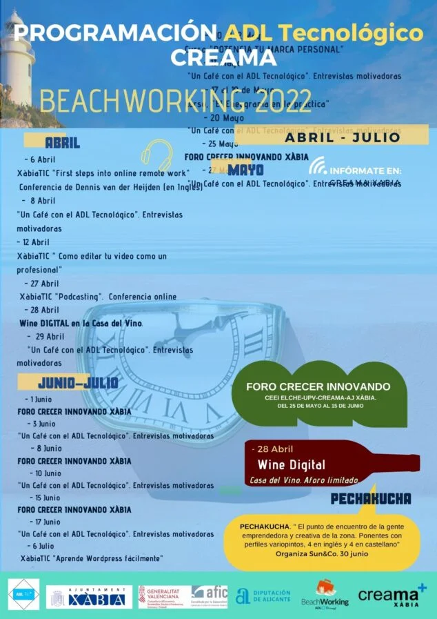 Imagen: Programación Beachworking de abril a julio de 2022