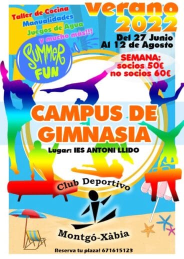 Cartel del Campus de gimnasia de verano 2022