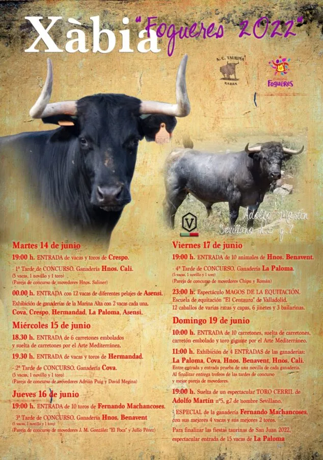 Imagen: Cartel Bous al Carrer Fogueres Xàbia