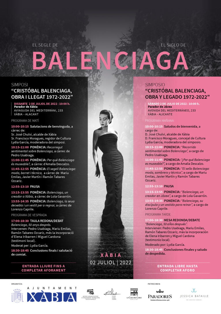 Plakat des Balenciaga gewidmeten Symposiums in Xàbia