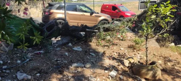 Imagen: Destrozos del jardín al empotrarse el coche